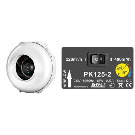 Extracteur Prima Klima 2 vitesse 240/360 m3/h - 125 mm