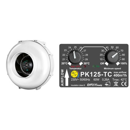 Extracteur Prima Klima 440 m3/h - 125mm avec thermostat et variateur GSE